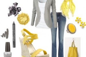 outfit ideas with yellow gray casual outfit