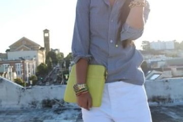 30 days of summer outfit 3 white shorts and dark blouse with yellow sunhat