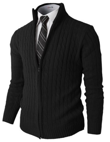 OutfitIdeasHQH2H Mens Slim Fit Full-zip Kintted Cardigan Sweaters with Twist Patterned