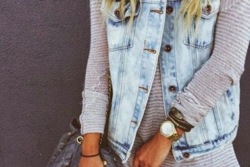 Sweater Outfit Idea with a Jean Vest