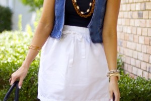 cute classy outfit idea with a jean vest