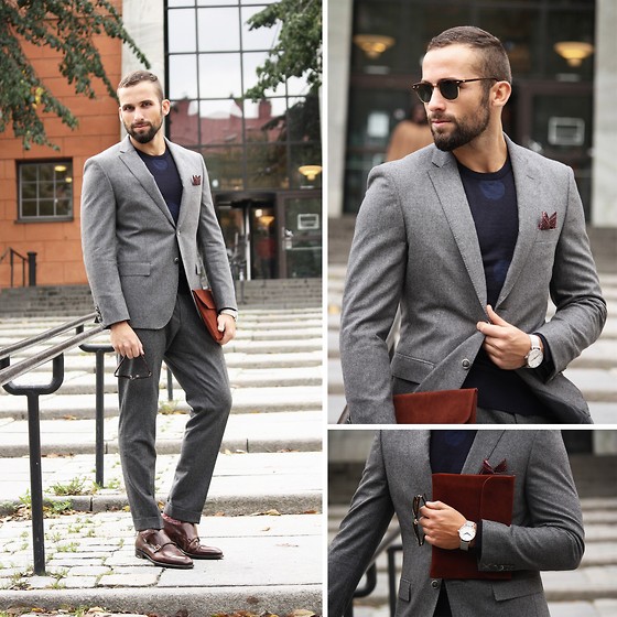 semi formal grey suit