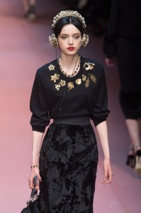 sweater with vintage brooches