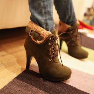 high-heel lace-up ankle boot