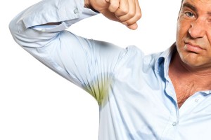 sweat stains on white shirt