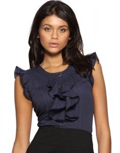 ruffle front blouse