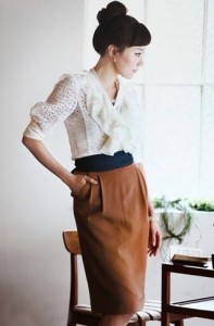 leather skirt soft look