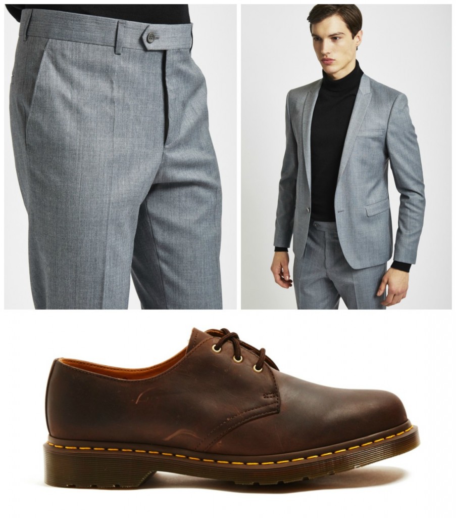 grey suit brown shoe combination