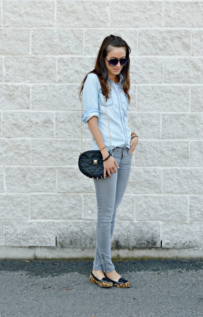 grey jeans and denim shirts