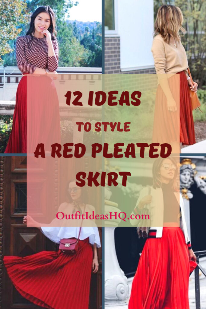 Ideas for styling and what to wear with red pleated skirts